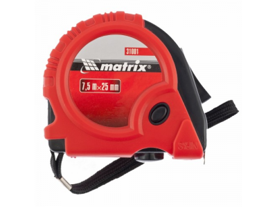 Рулетка Rubber, 7,5 м х 25 мм, обрезиненный корпус// MATRIX от MATRIX Рулетка Rubber, 7,5 м х 25 мм, обрезиненный корпус// MATRIX