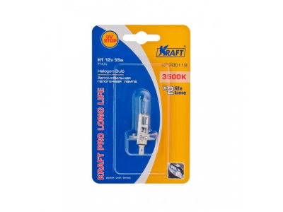Автолампа H1 12v55w (P14,5s) Kraft Pro Long Life